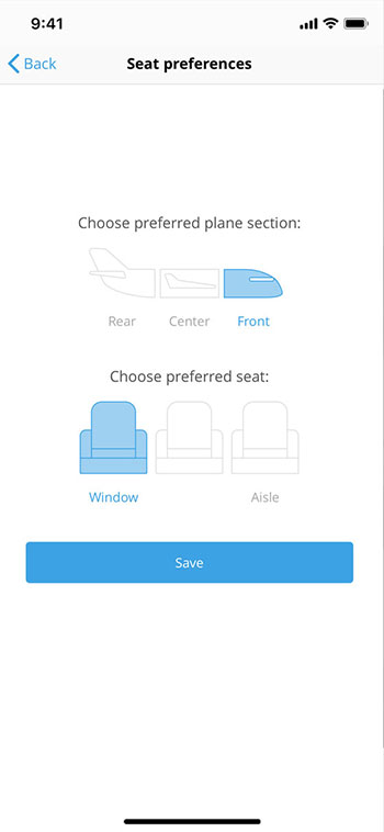 Set your seat preferences
